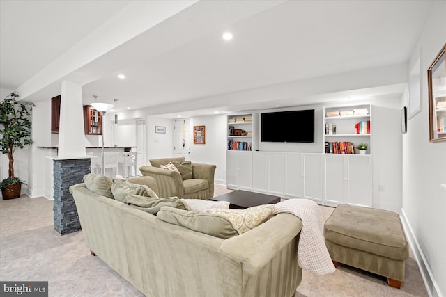 2112 Wittington Blvd, Alexandria, VA 22308 - living room with baseboards, recessed lighting, bar, and built in features