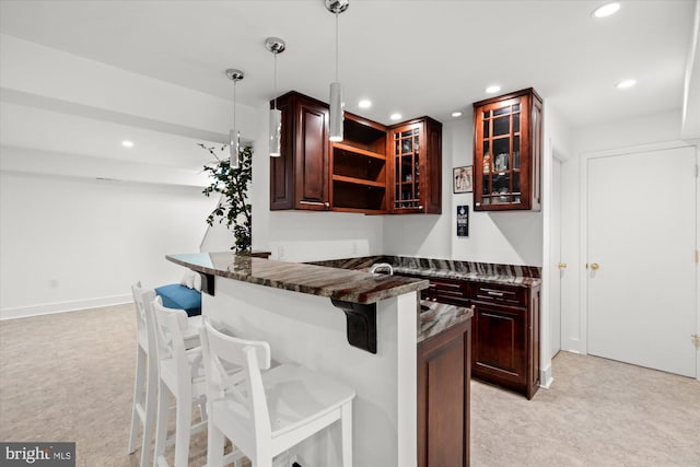 2112 Wittington Blvd, Alexandria, VA 22308 - indoor dry bar with light carpet, recessed lighting, pendant lighting, and baseboards