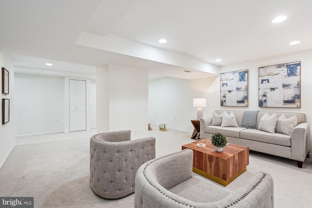 5938 New England Woods Dr, Burke, VA 22015 - living room featuring light carpet and recessed lighting