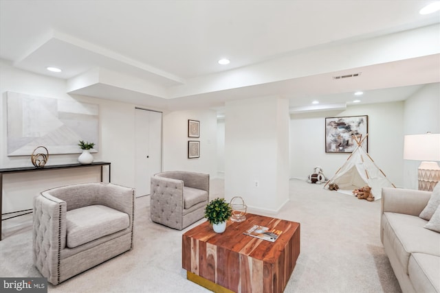 5938 New England Woods Dr, Burke, VA 22015 - living room featuring carpet floors and recessed lighting