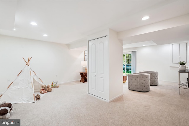 5938 New England Woods Dr, Burke, VA 22015 - recreation room with carpet floors and recessed lighting