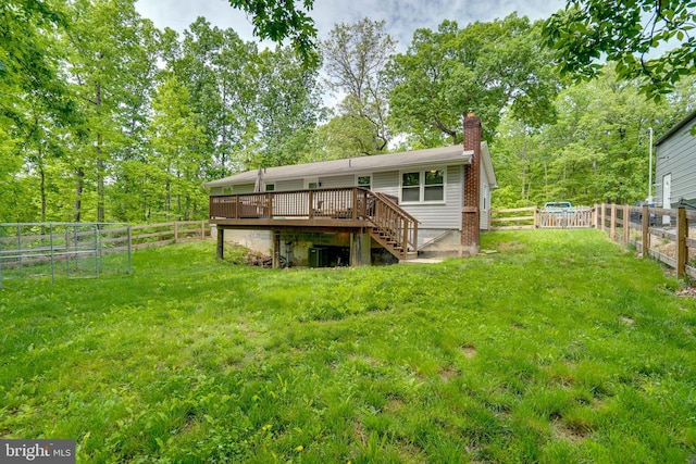 436 Strobridge Rd, Inwood, WV 25428 - back of property featuring a deck, a chimney, and stairway