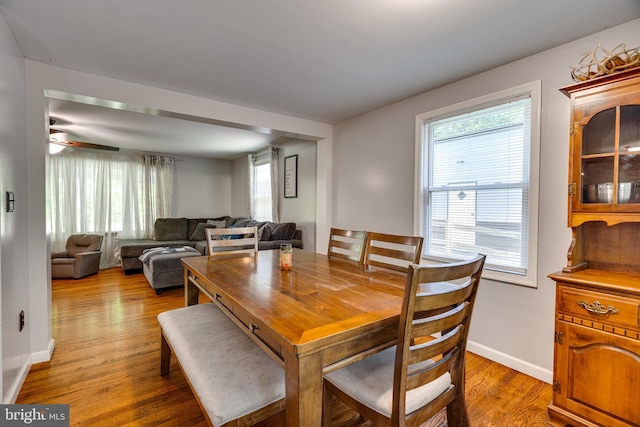 436 Strobridge Rd, Inwood, WV 25428 - dining room with light wood-style flooring, baseboards, and a ceiling fan