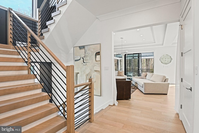 1564 Forest Villa Ln, Mclean, VA 22101 - stairway featuring wood finished floors, recessed lighting, and baseboards