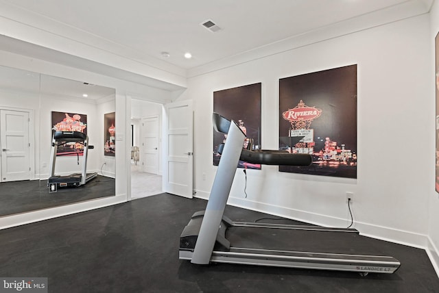 1564 Forest Villa Ln, Mclean, VA 22101 - exercise room with baseboards, crown molding, and recessed lighting
