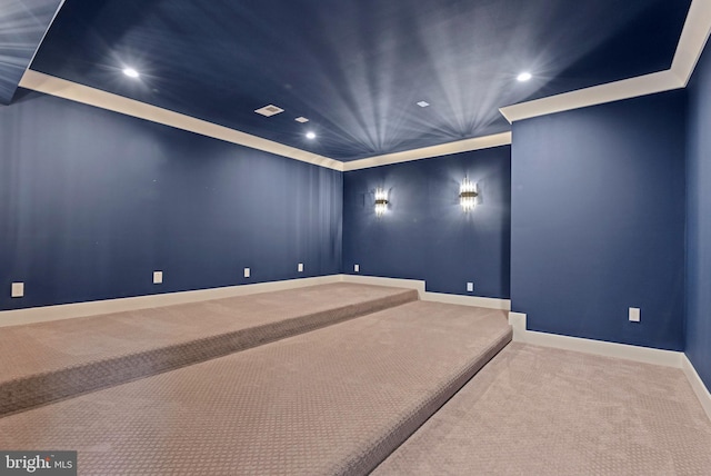 1564 Forest Villa Ln, Mclean, VA 22101 - cinema room featuring carpet, recessed lighting, and baseboards