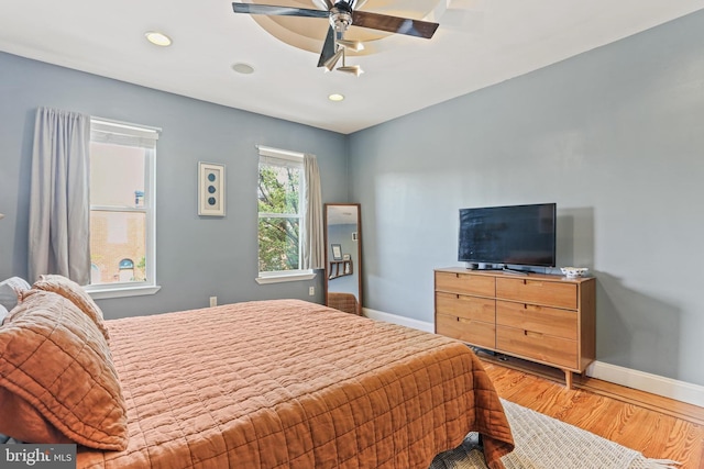 220 S E Ave, Baltimore, MD 21224 - bedroom featuring baseboards, light wood-type flooring, recessed lighting, and ceiling fan