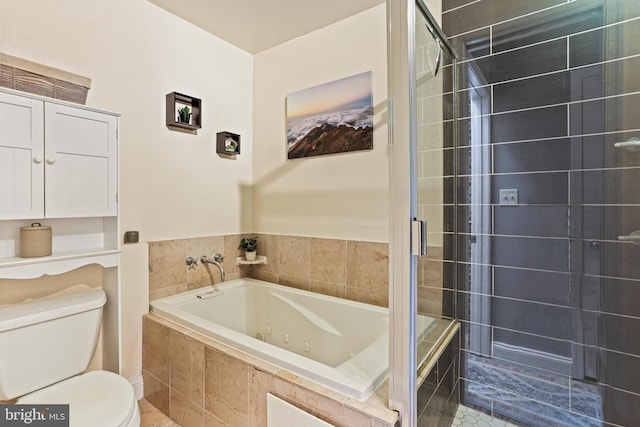 220 S E Ave, Baltimore, MD 21224 - full bath featuring toilet, a tub with jets, a tile shower, and tile patterned flooring
