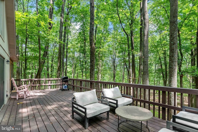 114 Limestone Ln, Berkeley Springs, WV 25411 - wooden deck with a grill and an outdoor living space
