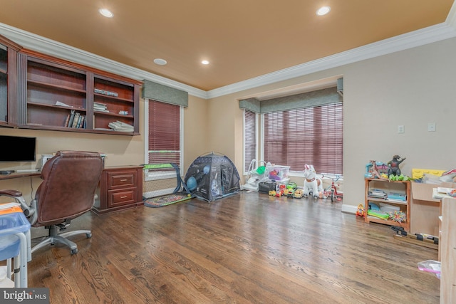 201 Dogwood Slope Rd, Wilmington, DE 19807 - office with crown molding, wood finished floors, and recessed lighting