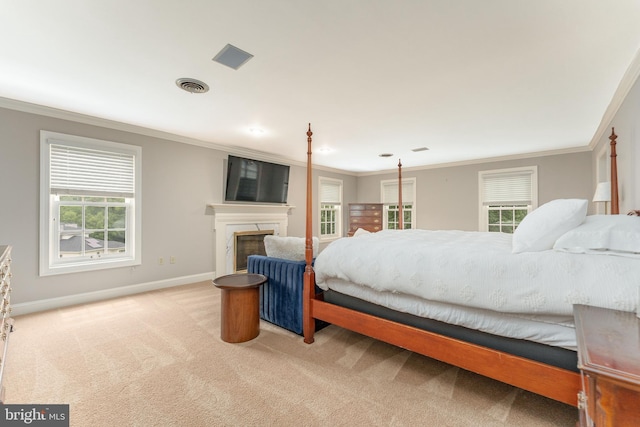 201 Dogwood Slope Rd, Wilmington, DE 19807 - carpeted bedroom with ornamental molding and a fireplace