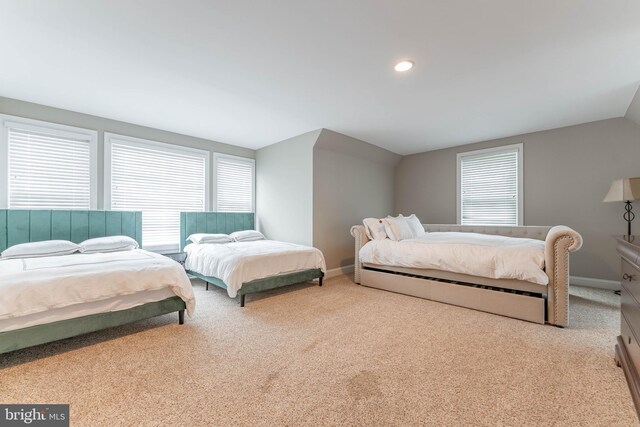 201 Dogwood Slope Rd, Wilmington, DE 19807 - carpeted bedroom featuring multiple windows, lofted ceiling, and recessed lighting