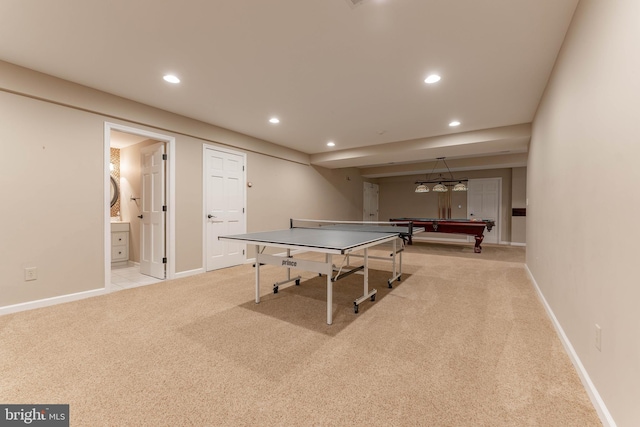 201 Dogwood Slope Rd, Wilmington, DE 19807 - game room featuring light carpet, recessed lighting, and billiards