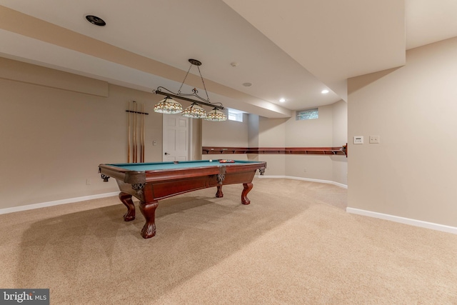 201 Dogwood Slope Rd, Wilmington, DE 19807 - recreation room featuring carpet, billiards, and recessed lighting