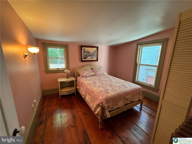 35 W Broadway, Jim Thorpe, PA 18229 - bedroom featuring dark wood-style floors, baseboards, and vaulted ceiling