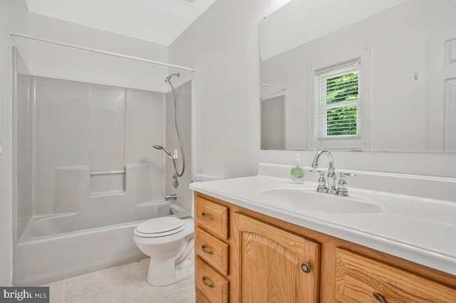 11545 Tomahawk Trl W, Lusby, MD 20657 - full bath featuring tile patterned floors, vanity, and shower / bath combination