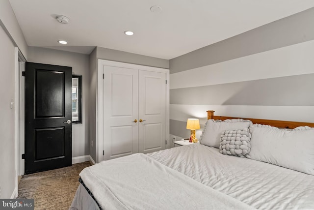 3503 Norris Pl, Alexandria, VA 22305 - carpeted bedroom with baseboards, a closet, and recessed lighting