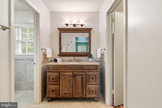 bathroom featuring vanity and tile patterned floors