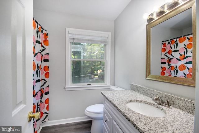 411 S Blvd, Salisbury, MD 21801 - full bath with vanity, toilet, wood finished floors, a shower with curtain, and baseboards