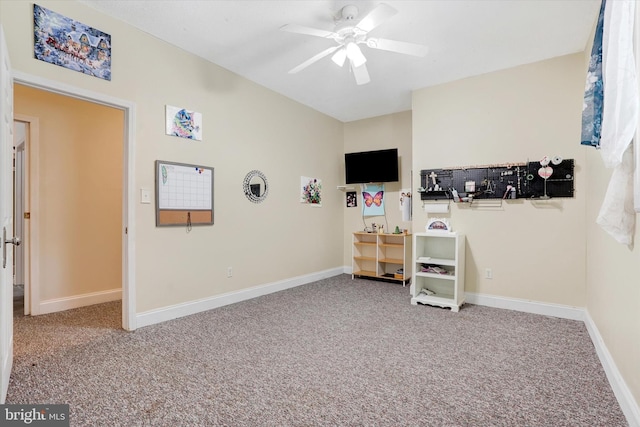 13450 Millstone Cir, Hancock, MD 21750 - recreation room featuring carpet floors, a ceiling fan, and baseboards