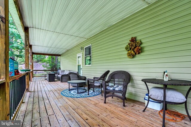 13450 Millstone Cir, Hancock, MD 21750 - wooden deck with an outdoor hangout area