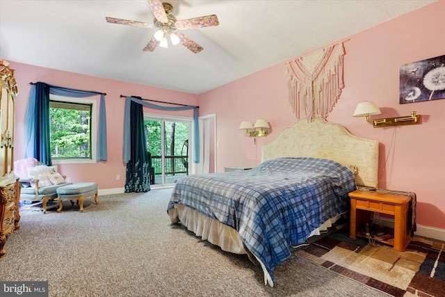 13450 Millstone Cir, Hancock, MD 21750 - carpeted bedroom with access to outside, multiple windows, baseboards, and ceiling fan