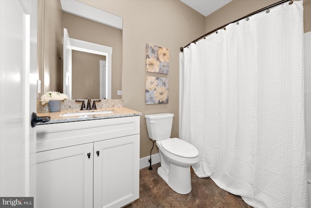 843 Summer Breeze Path, Cochranville, PA 19330 - bathroom with toilet, vanity, baseboards, and a shower with shower curtain