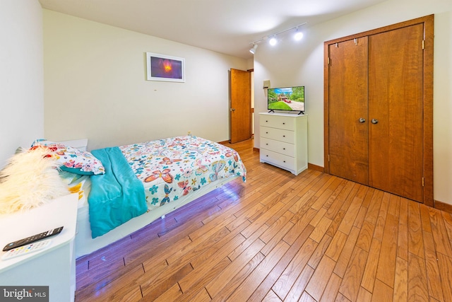 8323 Morningside Dr, Manassas, VA 20112 - bedroom featuring track lighting, light wood-style flooring, and a closet