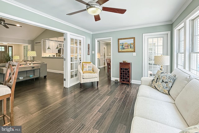 10 Greystone Dr, Lewes, DE 19958 - living room with ceiling fan, healthy amount of natural light, baseboards, and crown molding