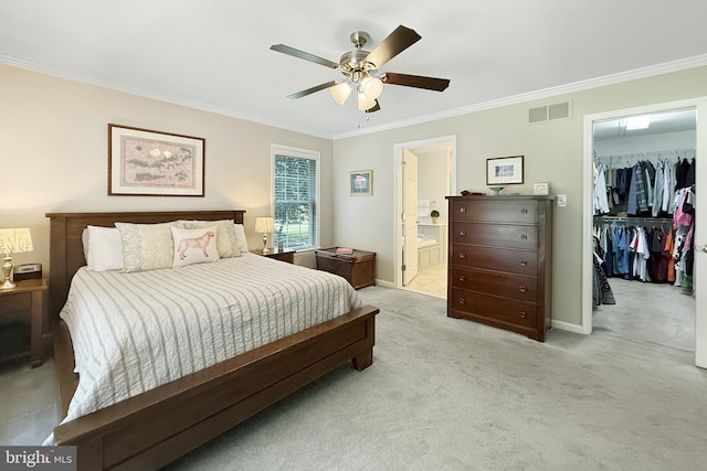 10 Greystone Dr, Lewes, DE 19958 - bedroom featuring crown molding, light carpet, a walk in closet, baseboards, and ensuite bathroom