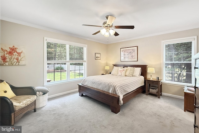 10 Greystone Dr, Lewes, DE 19958 - bedroom featuring crown molding, baseboards, carpet flooring, and a ceiling fan