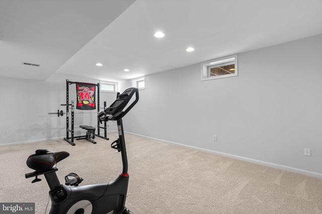 11221 Chaucers Ridge Ct, Laurel, MD 20723 - workout area featuring recessed lighting, carpet, and baseboards