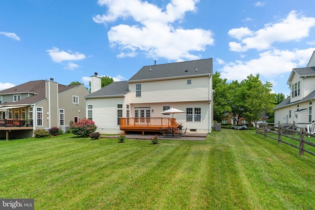 11221 Chaucers Ridge Ct, Laurel, MD 20723 - back of house with a wooden deck and central AC unit