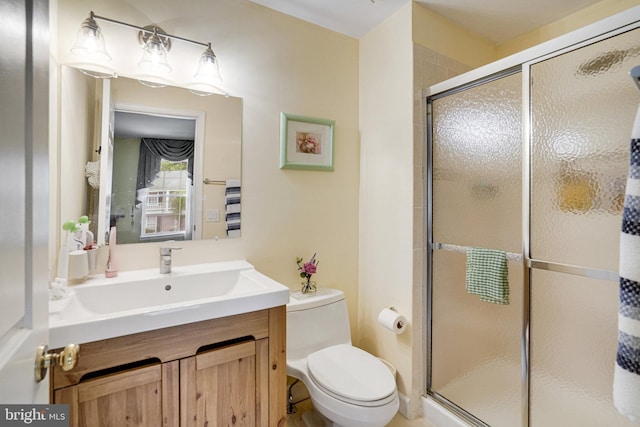 5941 Powells Landing Rd, Burke, VA 22015 - full bathroom featuring a stall shower, toilet, and vanity