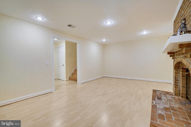 5941 Powells Landing Rd, Burke, VA 22015 - unfurnished living room with stairs, recessed lighting, baseboards, and wood finished floors