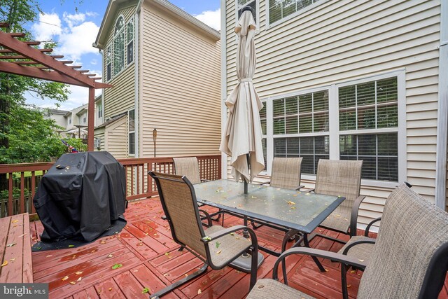 9435 Silver Meteor Ct, Manassas Park, VA 20111 - deck featuring a grill, outdoor dining space, and a pergola