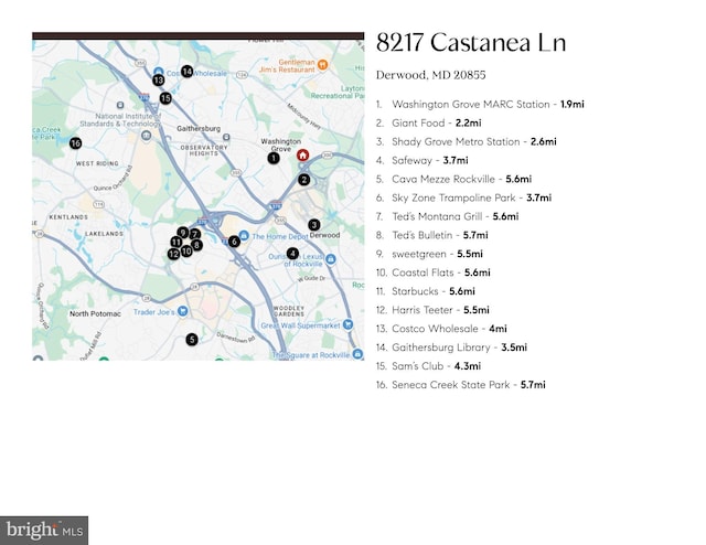 8217 Castanea Ln, Derwood, MD 20855 - map / location
