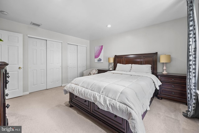 600 Trenton Rd, Langhorne, PA 19047 - bedroom featuring light colored carpet, multiple closets, baseboards, and recessed lighting