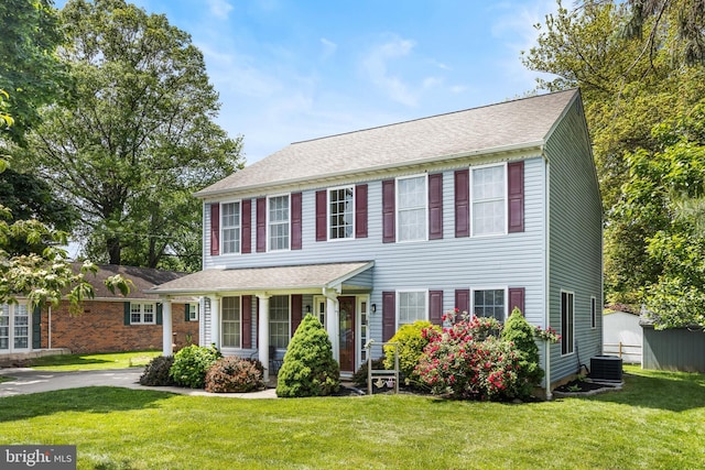 600 Trenton Rd, Langhorne, PA 19047 - colonial home featuring central air condition unit and a front yard