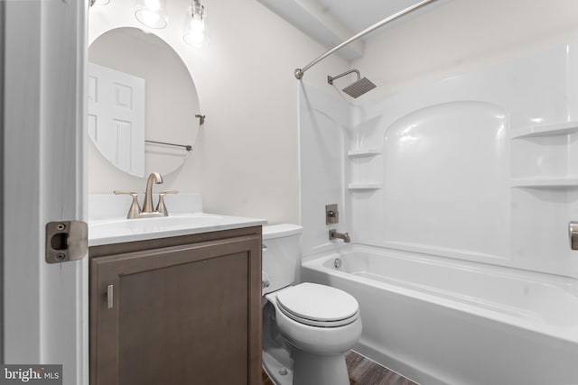 662 W Side Dr Unit 1-H, Gaithersburg, MD 20878 - bathroom featuring vanity, toilet, wood finished floors, and shower / bath combination