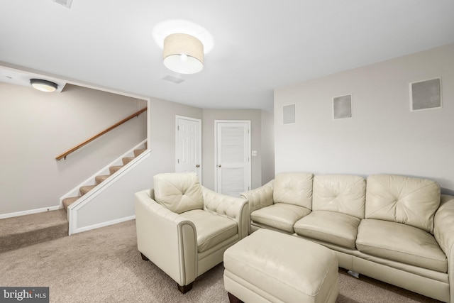 1510 Northern Neck Dr Unit 102, Vienna, VA 22182 - living area with carpet, stairway, and baseboards