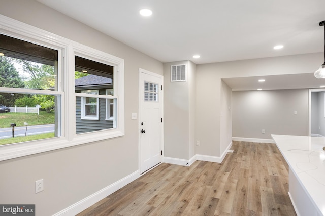 1985 W Blvd, Malaga, NJ 08328 - foyer entrance with light wood finished floors, baseboards, and recessed lighting
