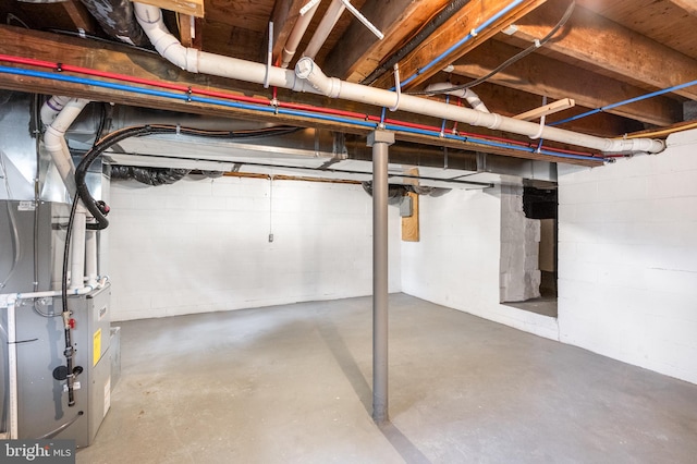 1985 W Blvd, Malaga, NJ 08328 - unfinished below grade area featuring heating unit and concrete block wall