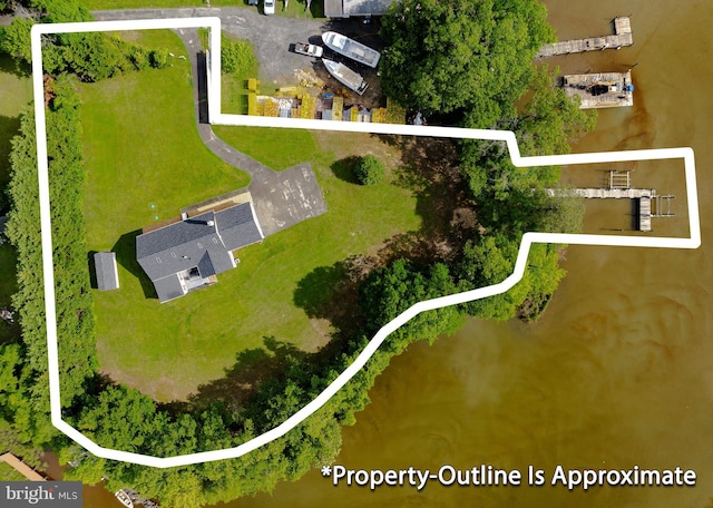 aerial overview of property's location featuring property boundaries highlighted