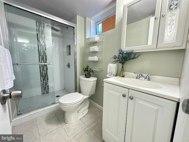 3321 Clay St, Silver Spring, MD 20902 - full bathroom featuring toilet, vanity, a stall shower, and tile patterned floors
