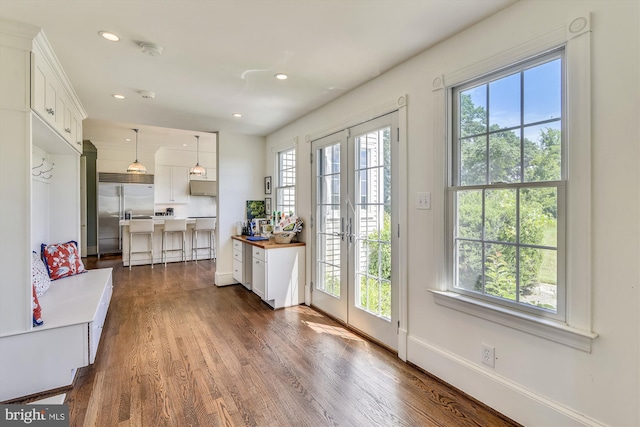 6437 Blantyre, Warrenton, VA 20187 - entryway featuring healthy amount of natural light, dark wood finished floors, baseboards, recessed lighting, and french doors