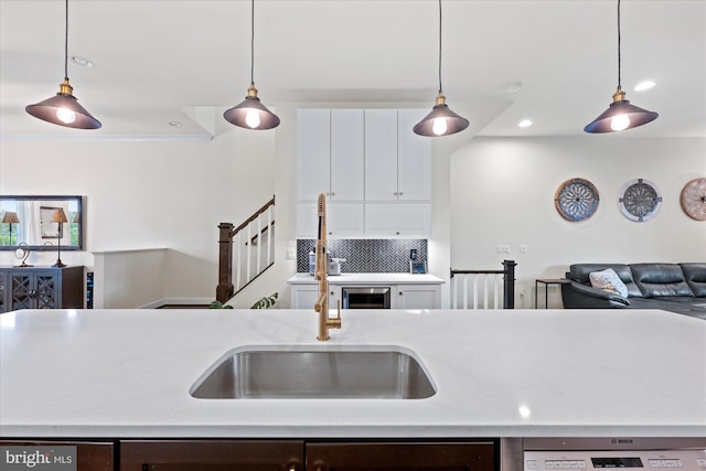 20383 Codman Dr, Ashburn, VA 20147 - kitchen with open floor plan, pendant lighting, white cabinets, and recessed lighting