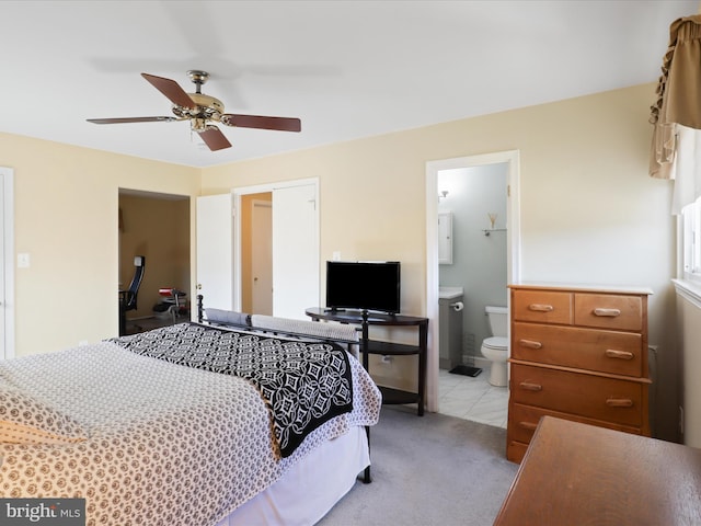 2 Darnell Ct, Olney, MD 20832 - bedroom featuring light colored carpet, ensuite bath, and ceiling fan