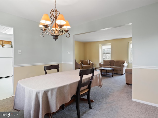 2 Darnell Ct, Olney, MD 20832 - carpeted dining space with a chandelier and baseboards