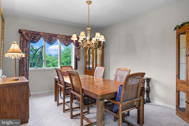 11 Candace Ct, Richboro, PA 18954 - dining room featuring light colored carpet, a chandelier, and baseboards